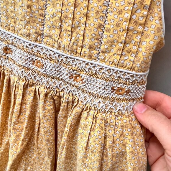 Mayoral Girls Yellow Floral Dress With Lace Trim Size 4Y 100% Cotton Sleeveless - Picture 3 of 6